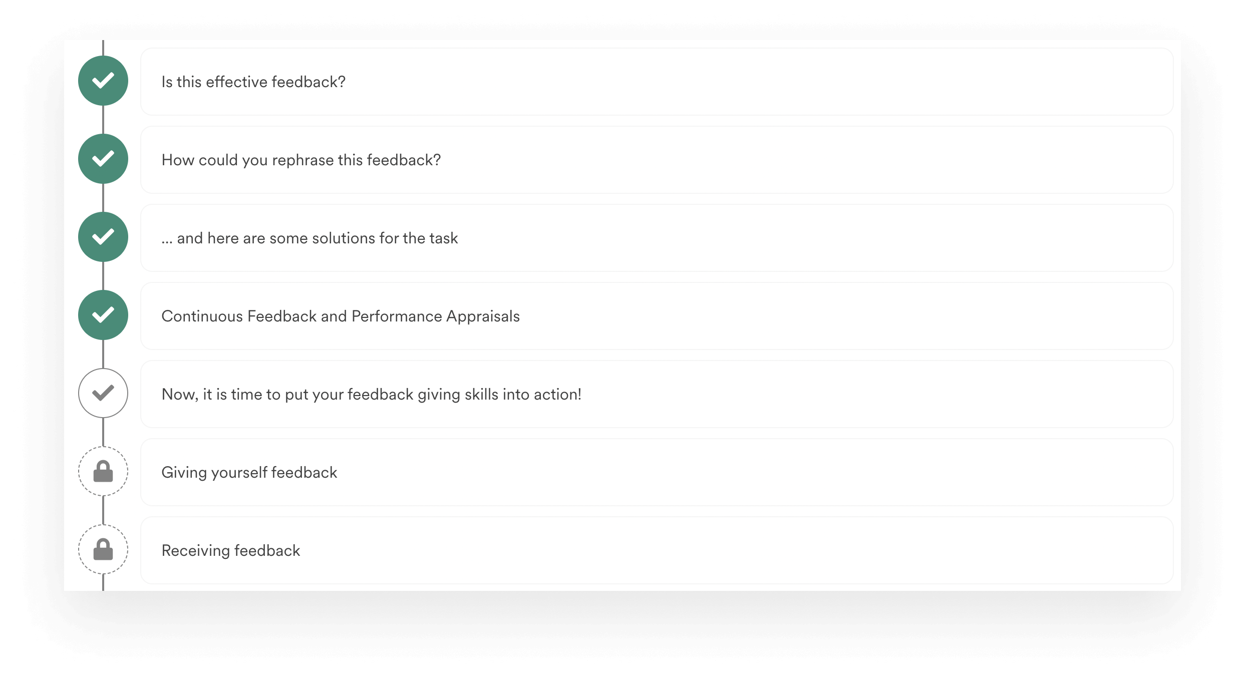 A screenshot of Leapsome’s Feedback Learning Path.